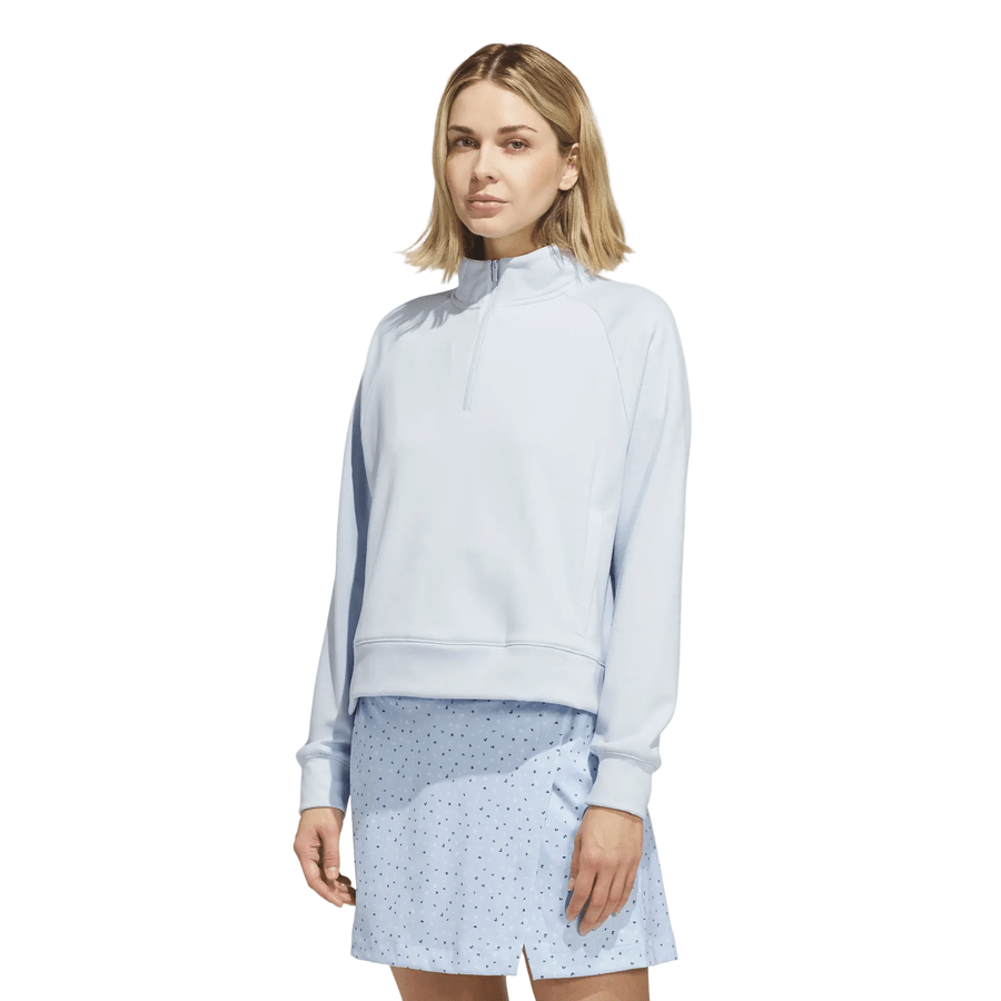 Adidas Ladies Ultimate365+ Climawarm Loose Quarter-zip Hoodie - Blue