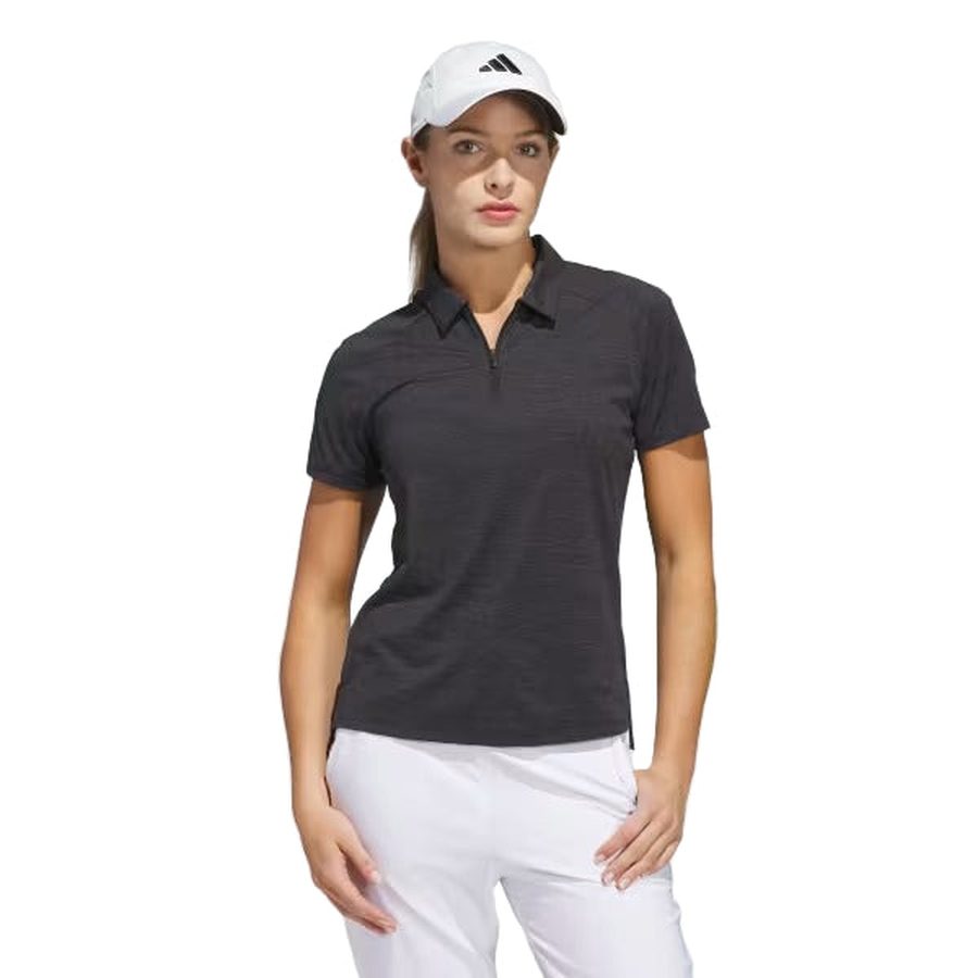 Adidas Ladies Ultimate365 Heathered Twistknit Polo Shirt - Black