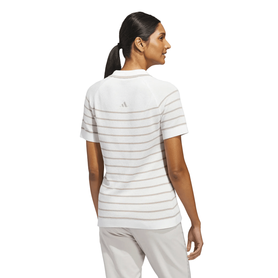 Adidas Ladies Ultimate365+ Stripe Knit Polo Shirt