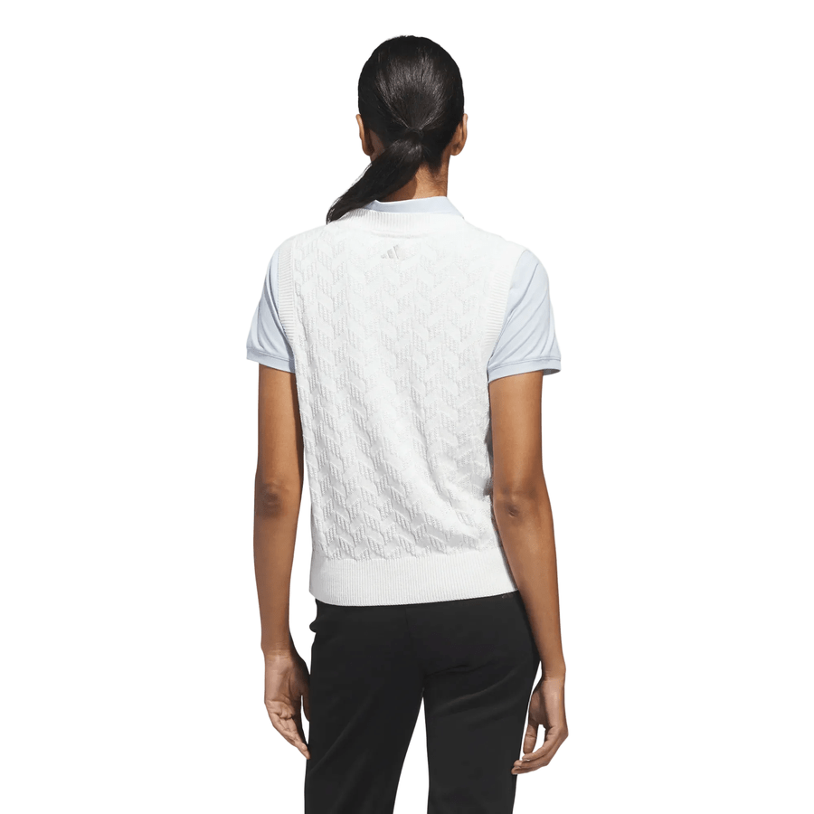 Adidas Ladies Ultimate365 Tour Knit Sleeveless Vest - White
