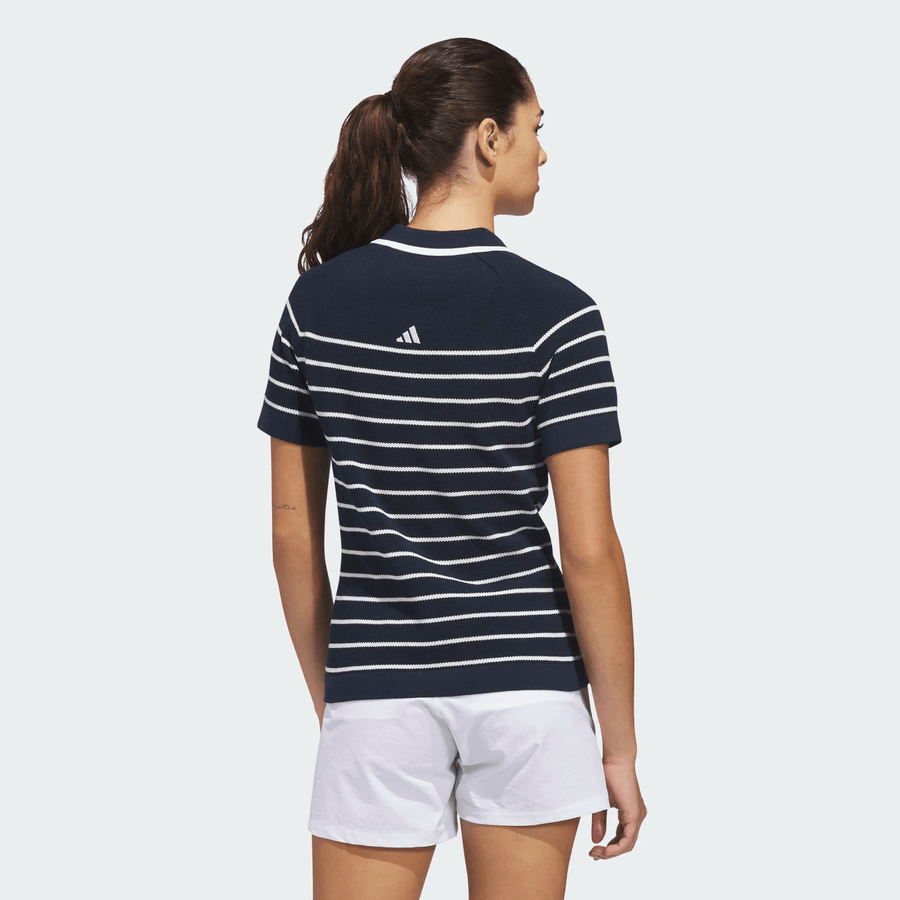 Adidas Ladies Ultimate365+ Stripe Knit Polo Shirt