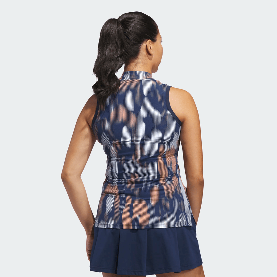 Adidas Ladies Ultimate365 Tour Printed Sleeveless Polo Shirt