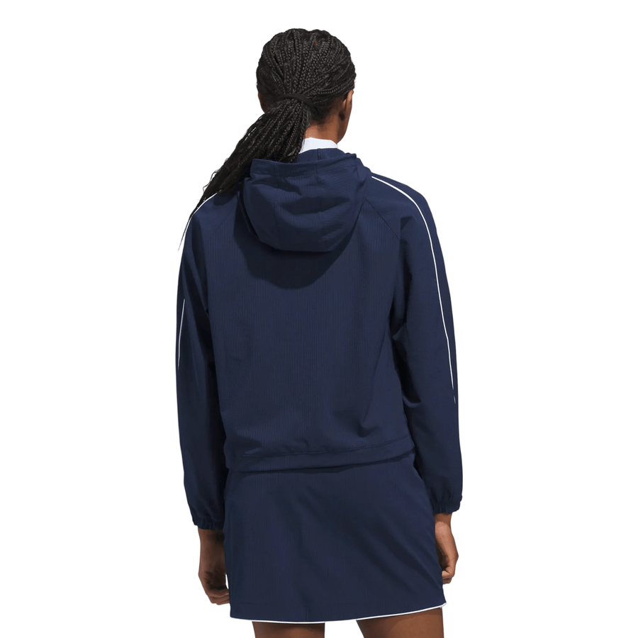 Adidas Ladies Ultimate365 Seersucker Quarter-Zip Jacket - Navy