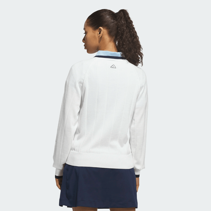 Adidas Ladies Ultimate365+ Knit Crew Sweater - White