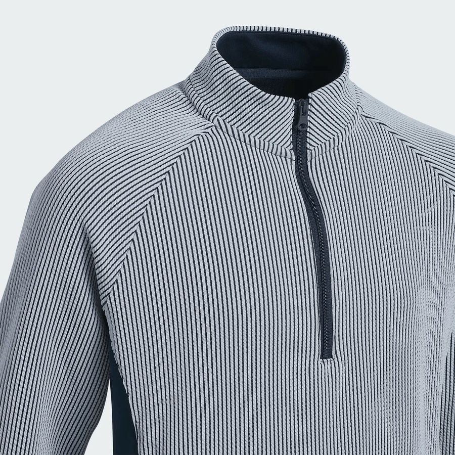 Adidas Girls Textured Quarter Zip Top - Navy