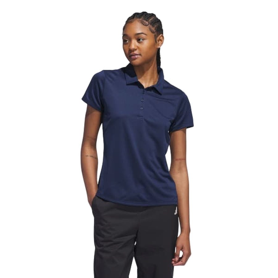 Adidas Ladies Solid Performance Short Sleeve Polo Shirt - Navy