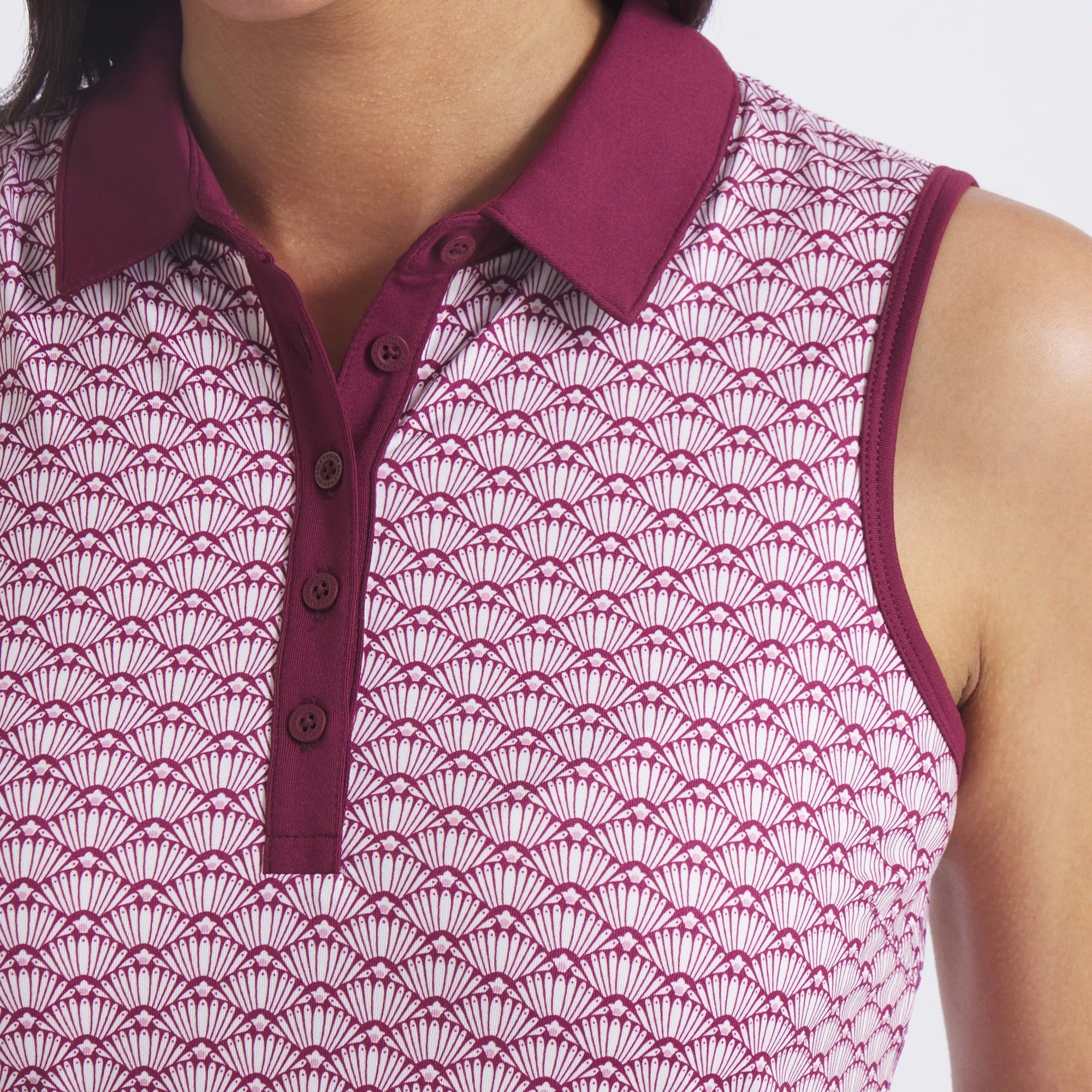Puma Ladies CLOUDSPUN Scallop Sleeveless Golf Polo - Ruby