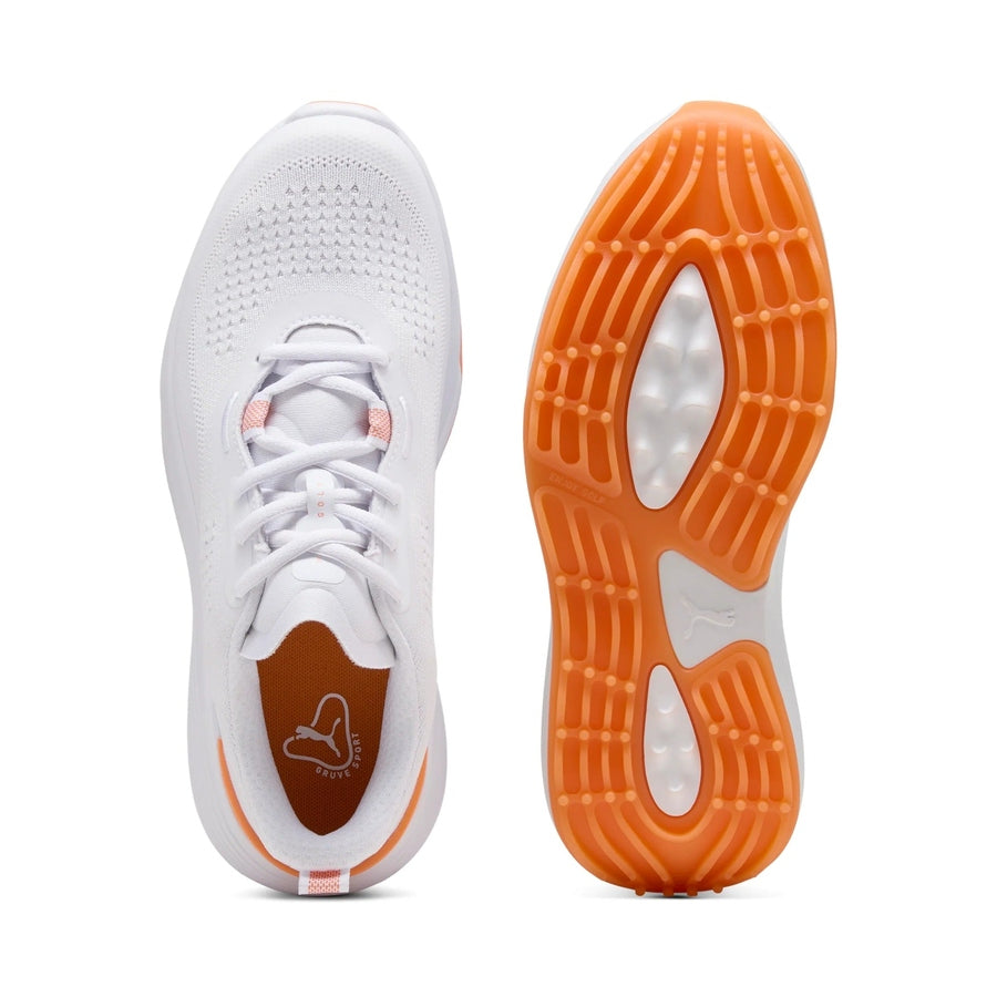 Puma Ladies Gruve Sport Spikeless Golf Shoes - White/Orange