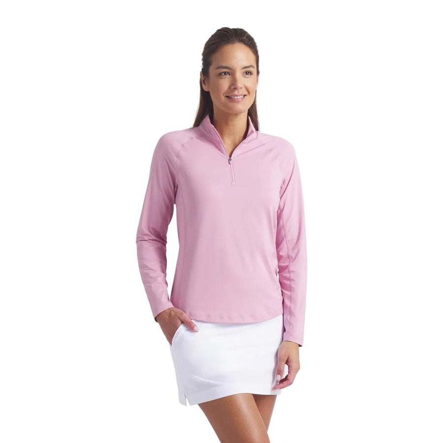 Puma Ladies YOU-V Solid 1/4 Zip Golf Pullover - Rose