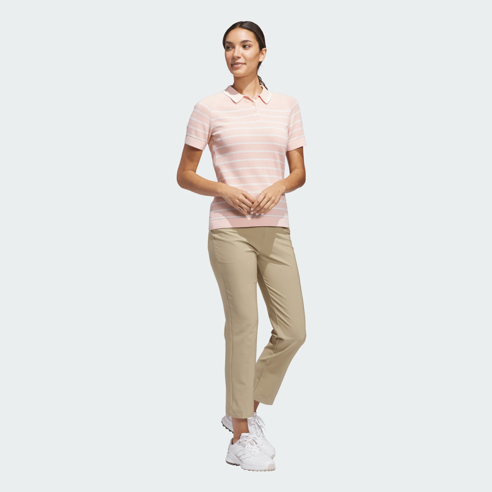 Adidas Ladies Ultimate365+ Stripe Knit Polo Shirt