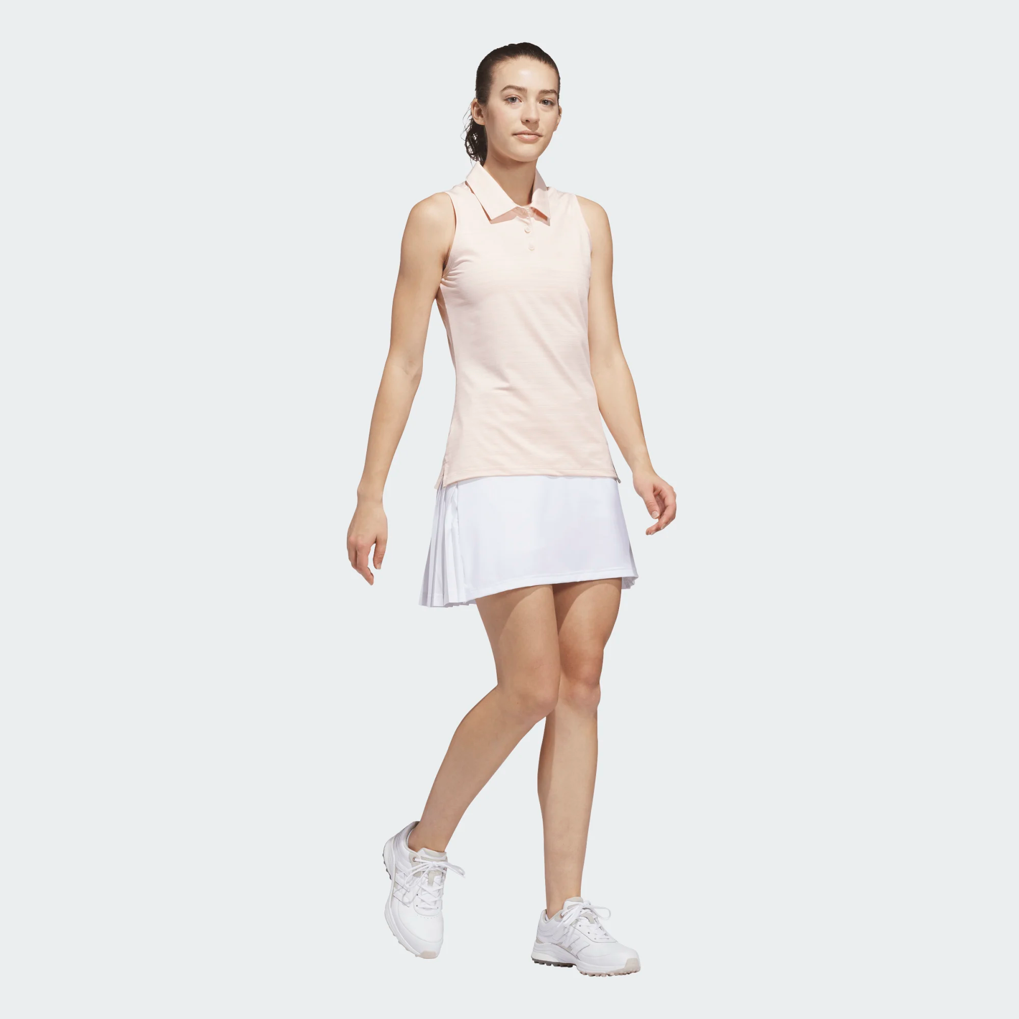 Adidas Ladies Ultimate365 Jacquard Sleeveless Polo Shirt - Pink