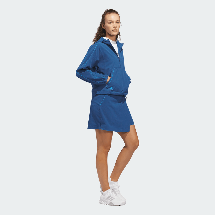 Adidas Ladies Ultimate365 Seersucker Quarter-Zip Jacket - Blue