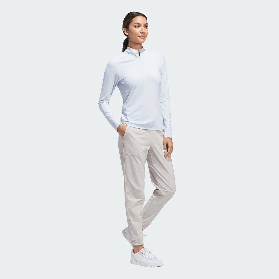 Adidas Ladies Ultimate365 Solid Quarter-Zip Mock Polo Shirt