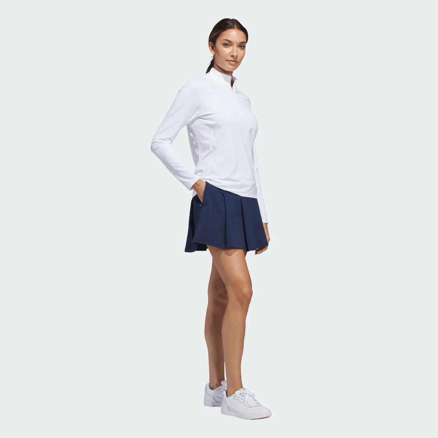 Adidas Ladies Ultimate365 Solid Quarter-Zip Mock Polo Shirt