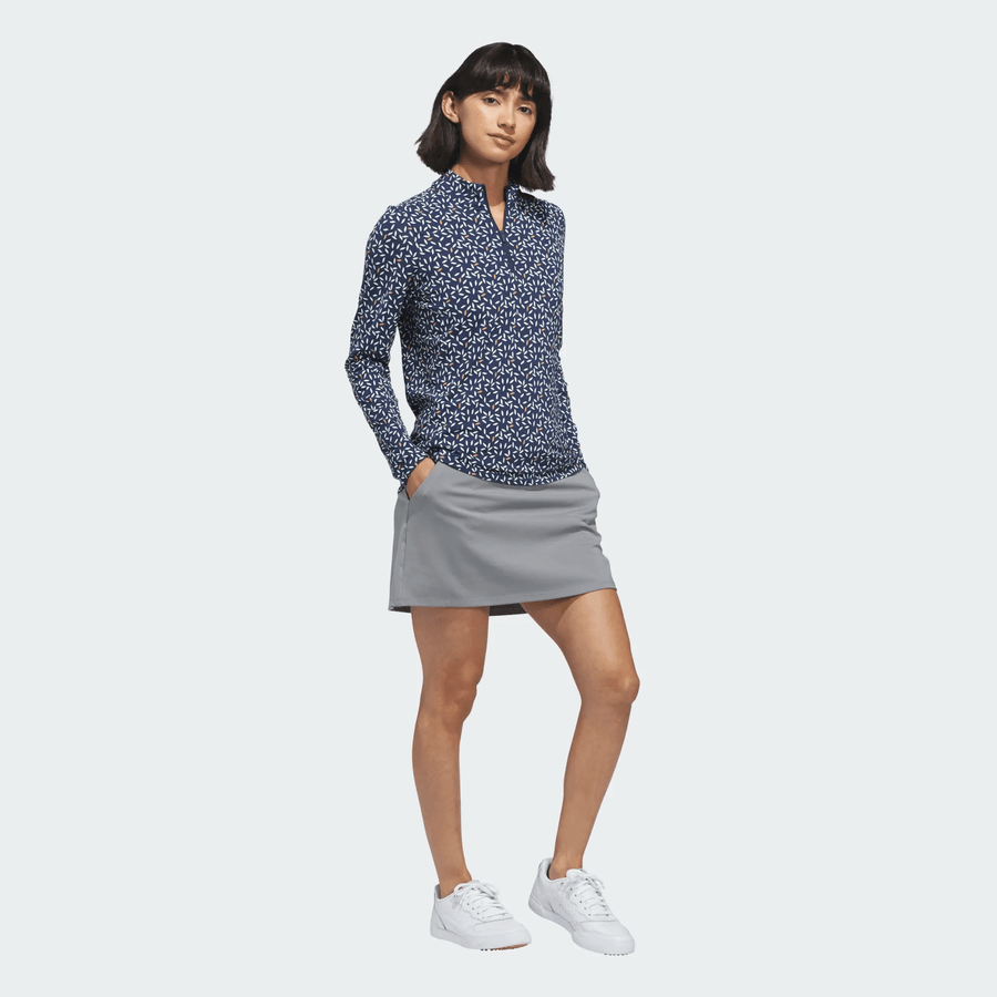 Adidas Ladies Ultimate365 Printed Quarter-Zip Mock Polo Shirt