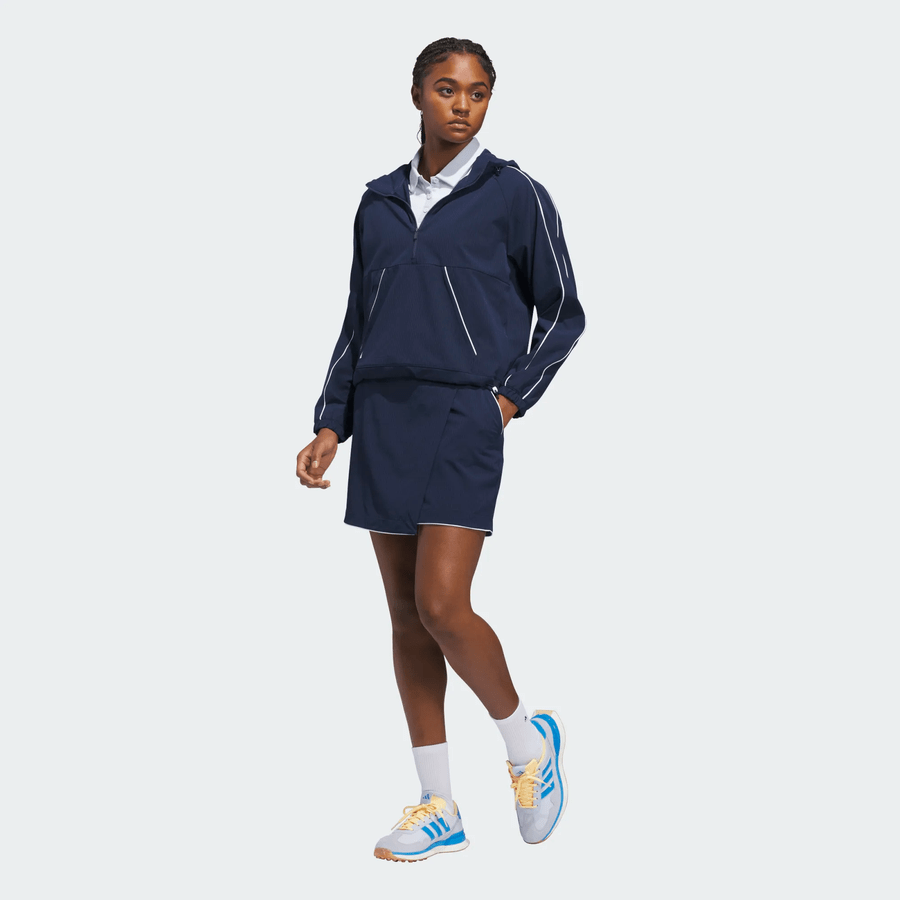 Adidas Ladies Ultimate365 Seersucker Quarter-Zip Jacket - Navy