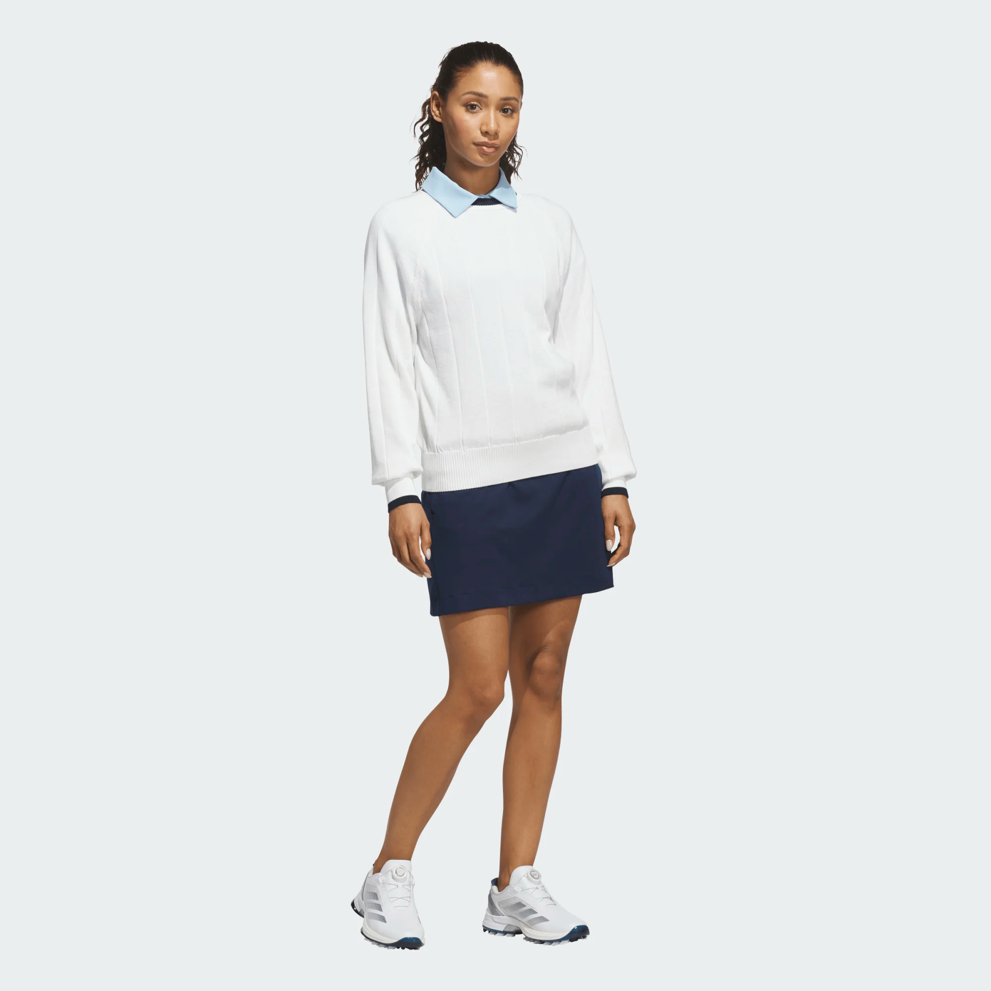 Adidas Ladies Ultimate365+ Knit Crew Sweater - White
