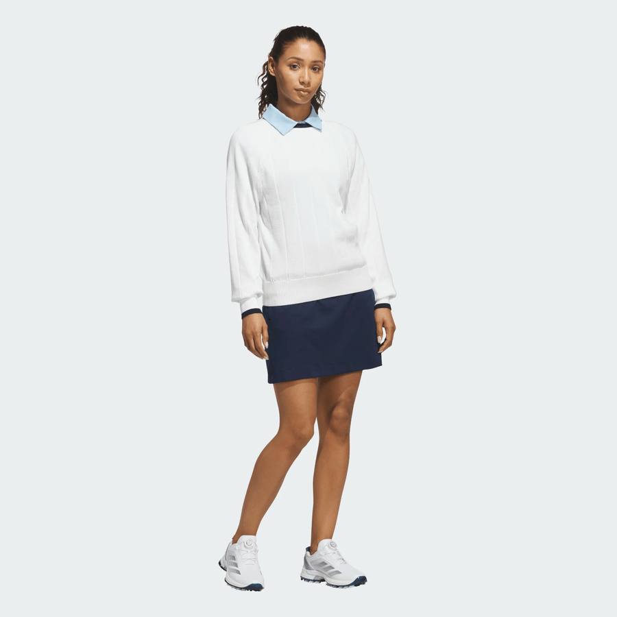 Adidas Ladies Ultimate365+ Knit Crew Sweater - White