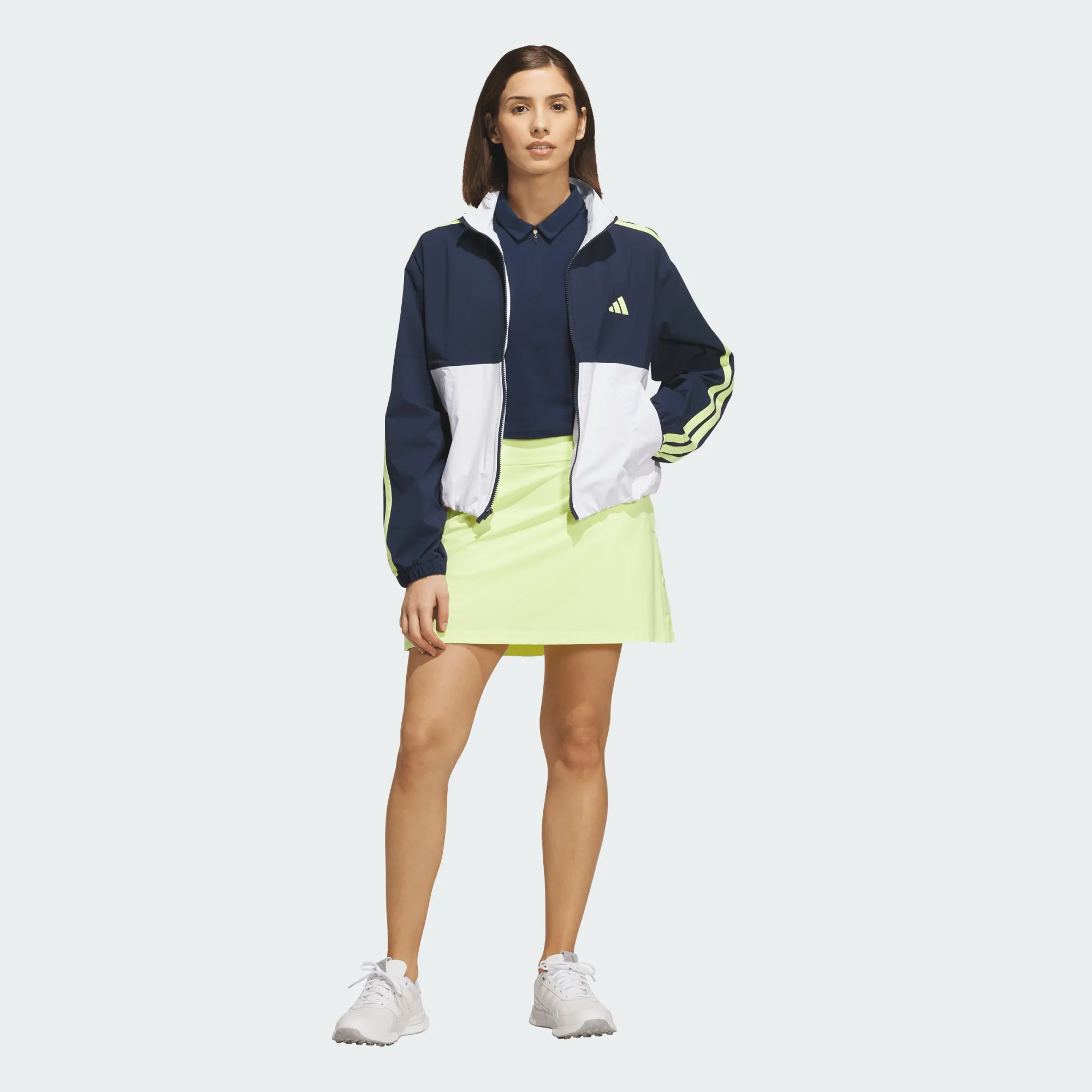 Adidas Ladies Beyond The Course Colorblock Twistweave Full-Zip Jacket - Navy/White