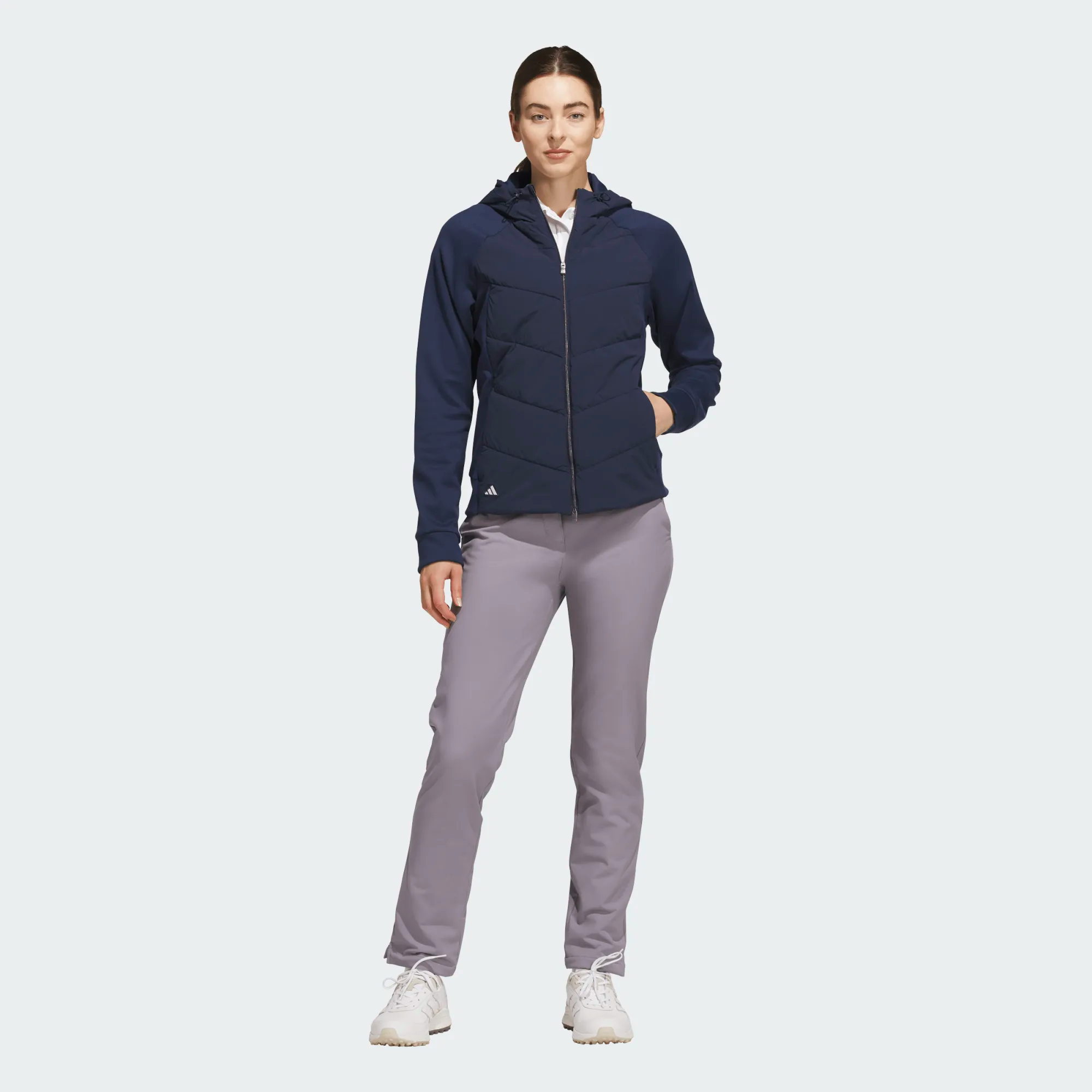 Adidas Ladies Ultimate365+ Course Control Quilted Hooded Jacket - Navy