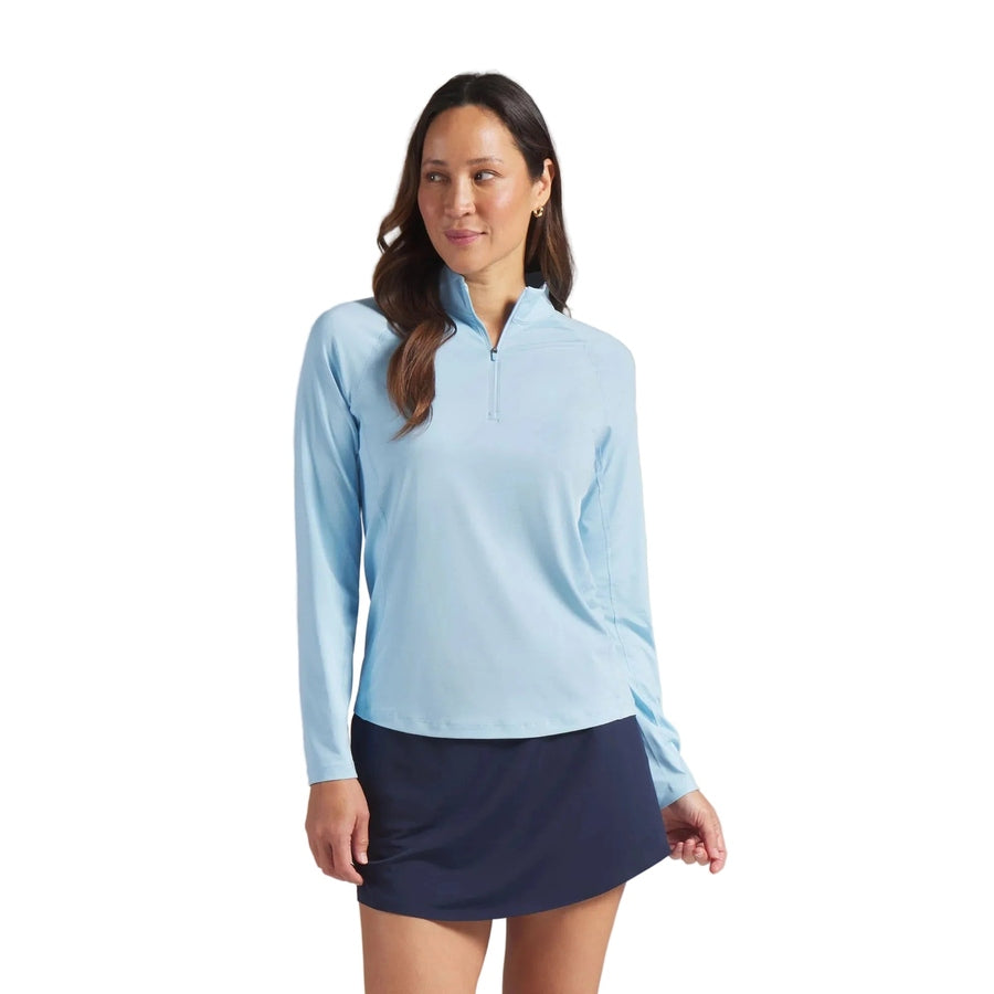Puma Ladies YOU-V Solid 1/4 Zip Golf Pullover - Light Blue