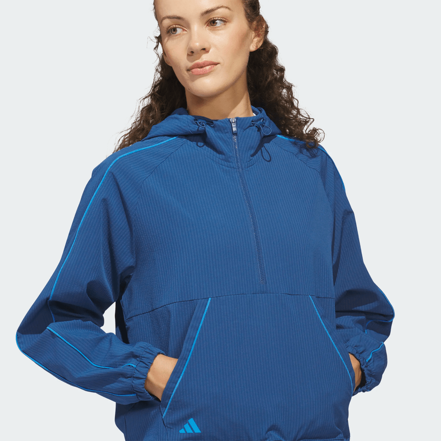 Adidas Ladies Ultimate365 Seersucker Quarter-Zip Jacket - Blue