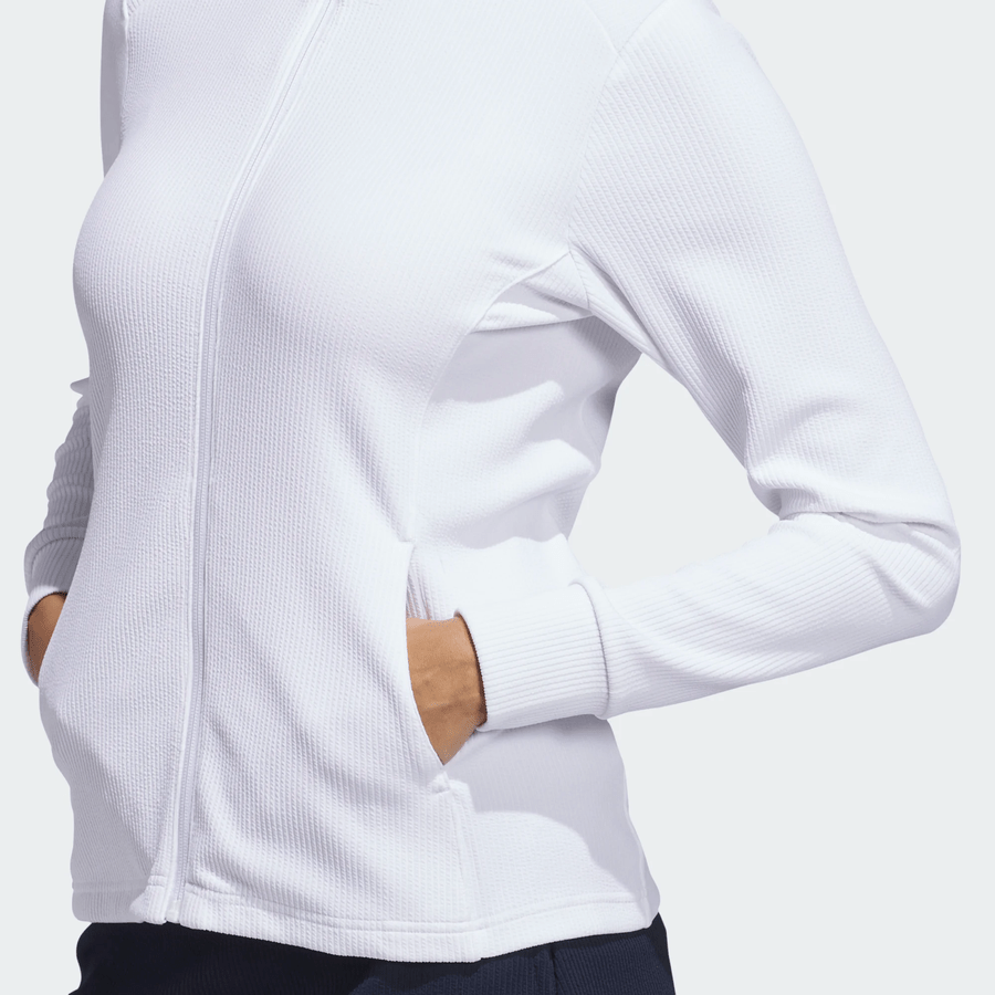 Adidas Ladies Textured Golf Jacket - White