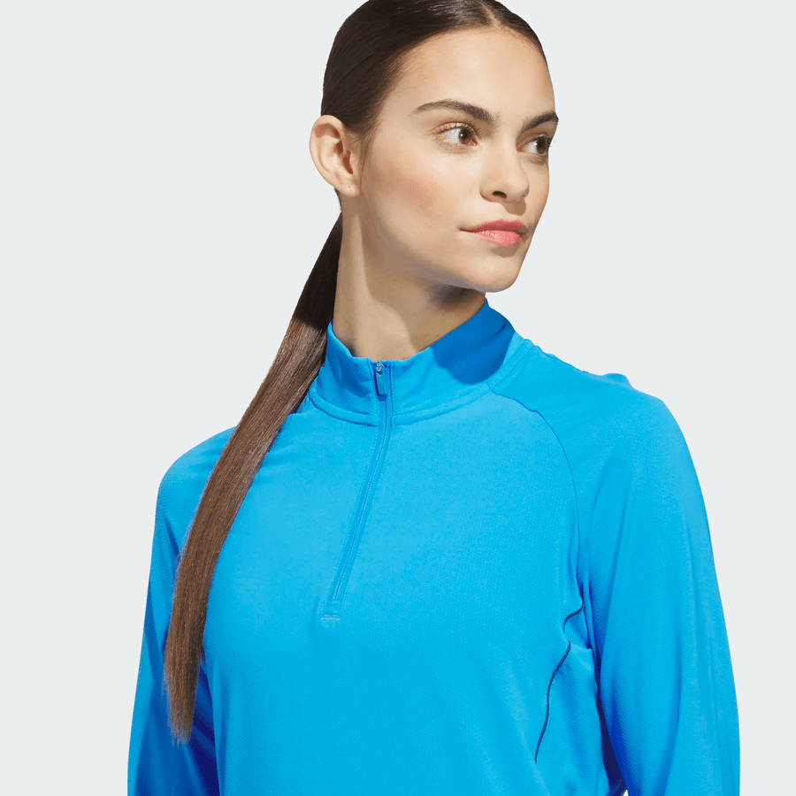 Adidas Ladies Ultimate365 Solid Quarter-Zip Mock Polo Shirt