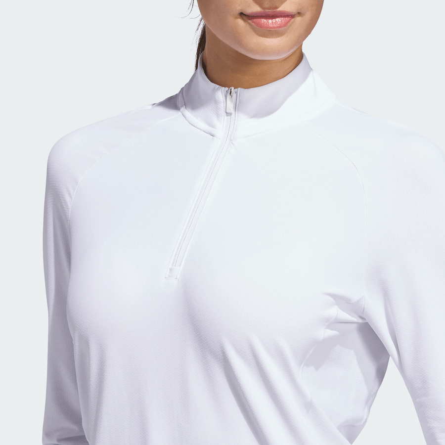 Adidas Ladies Ultimate365 Solid Quarter-Zip Mock Polo Shirt
