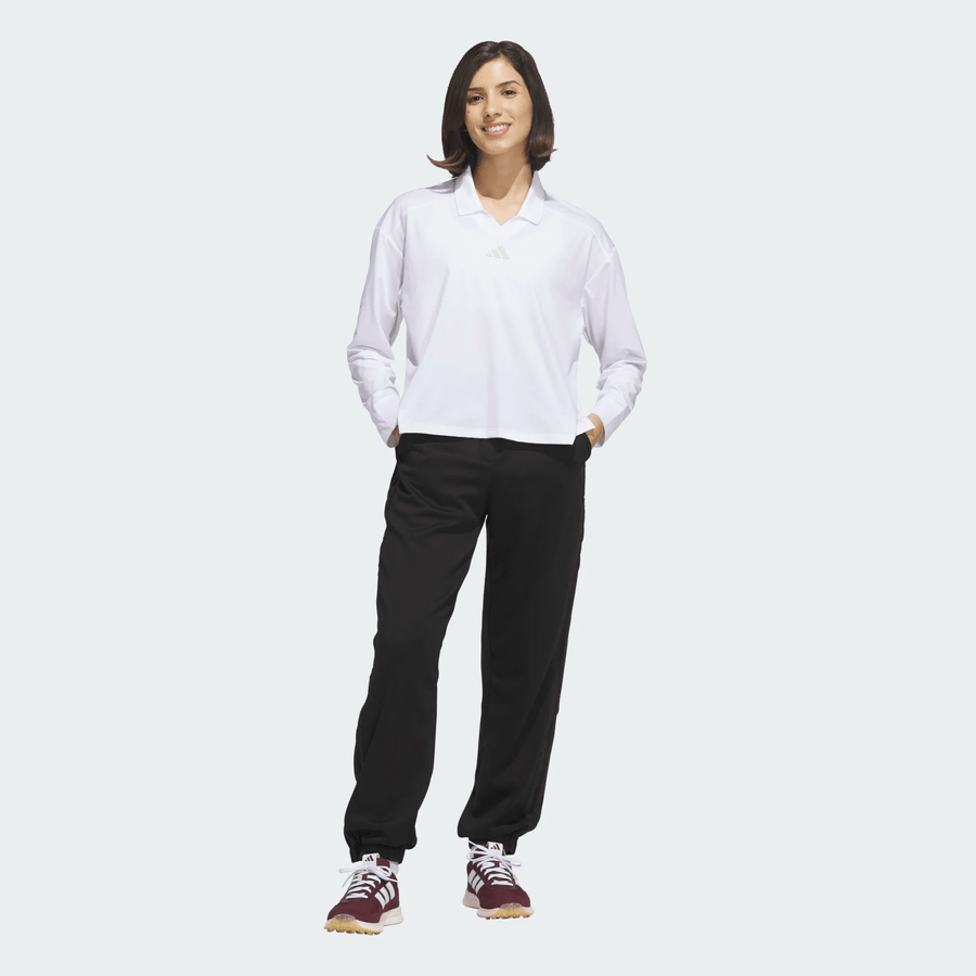 Adidas Ladies Beyond The Course Twistknit Loose Polo Shirt - White