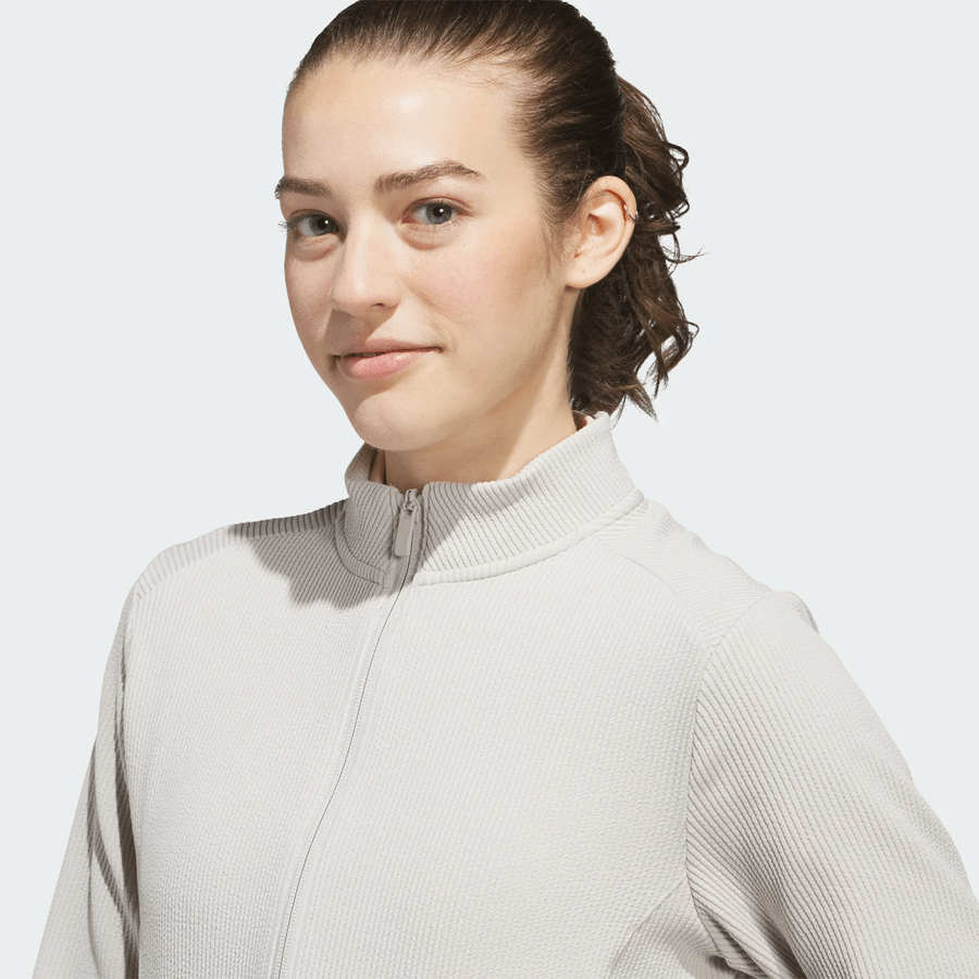 Adidas Ladies Textured Golf Jacket - Beige