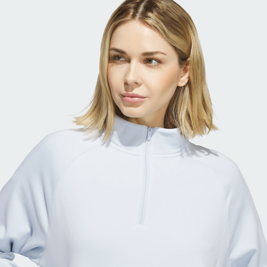 Adidas Ladies Ultimate365+ Climawarm Loose Quarter-zip Hoodie - Blue