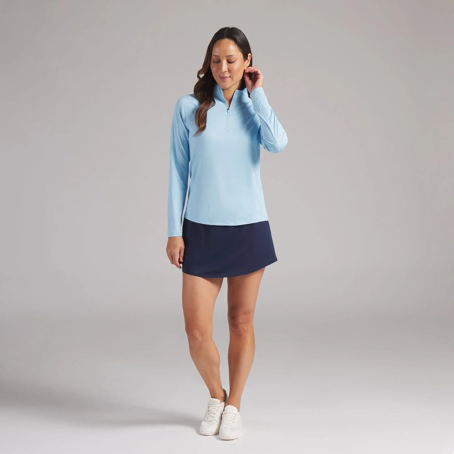 Puma Ladies YOU-V Solid 1/4 Zip Golf Pullover - Light Blue