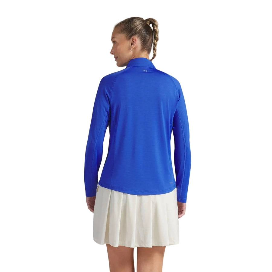 Puma Ladies YOU-V Solid 1/4 Zip Golf Pullover - Blue