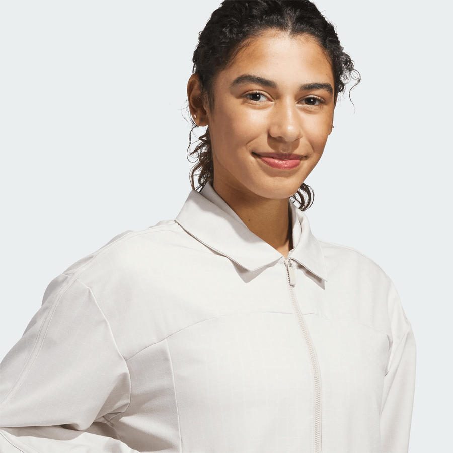 Adidas Ladies Ultimate365+ Peplum Grid Jacket - Beige