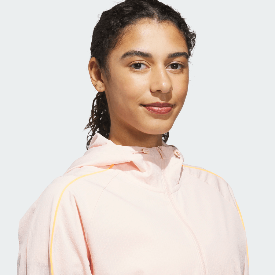 Adidas Ladies Ultimate365 Seersucker Quarter-Zip Jacket - Pink