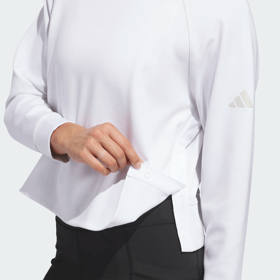 check Adidas Ladies Beyond The Course Crewneck Golf Layer - White
