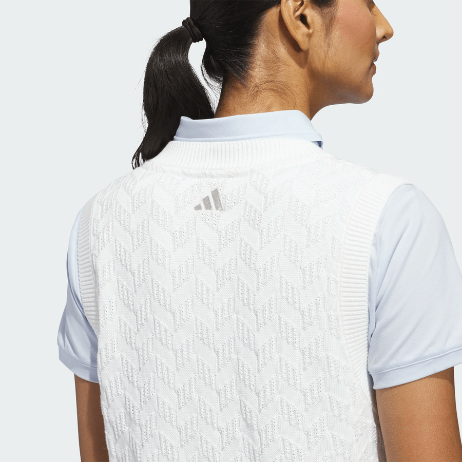 Adidas Ladies Ultimate365 Tour Knit Sleeveless Vest - White