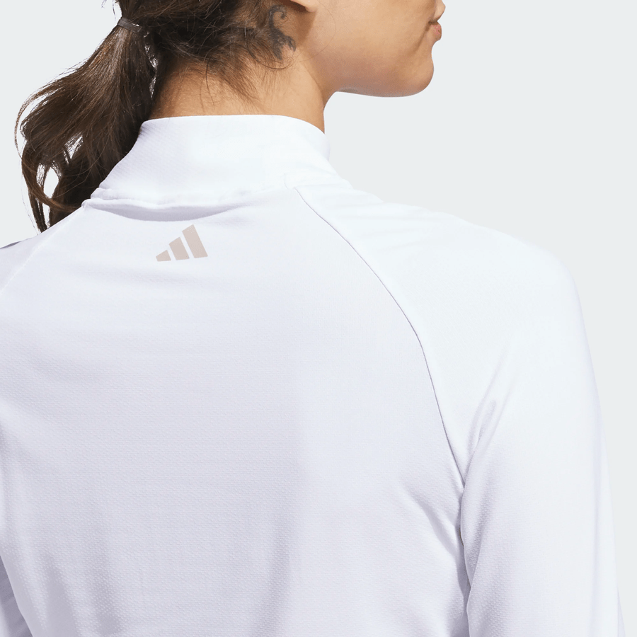 Adidas Ladies Ultimate365 Solid Quarter-Zip Mock Polo Shirt