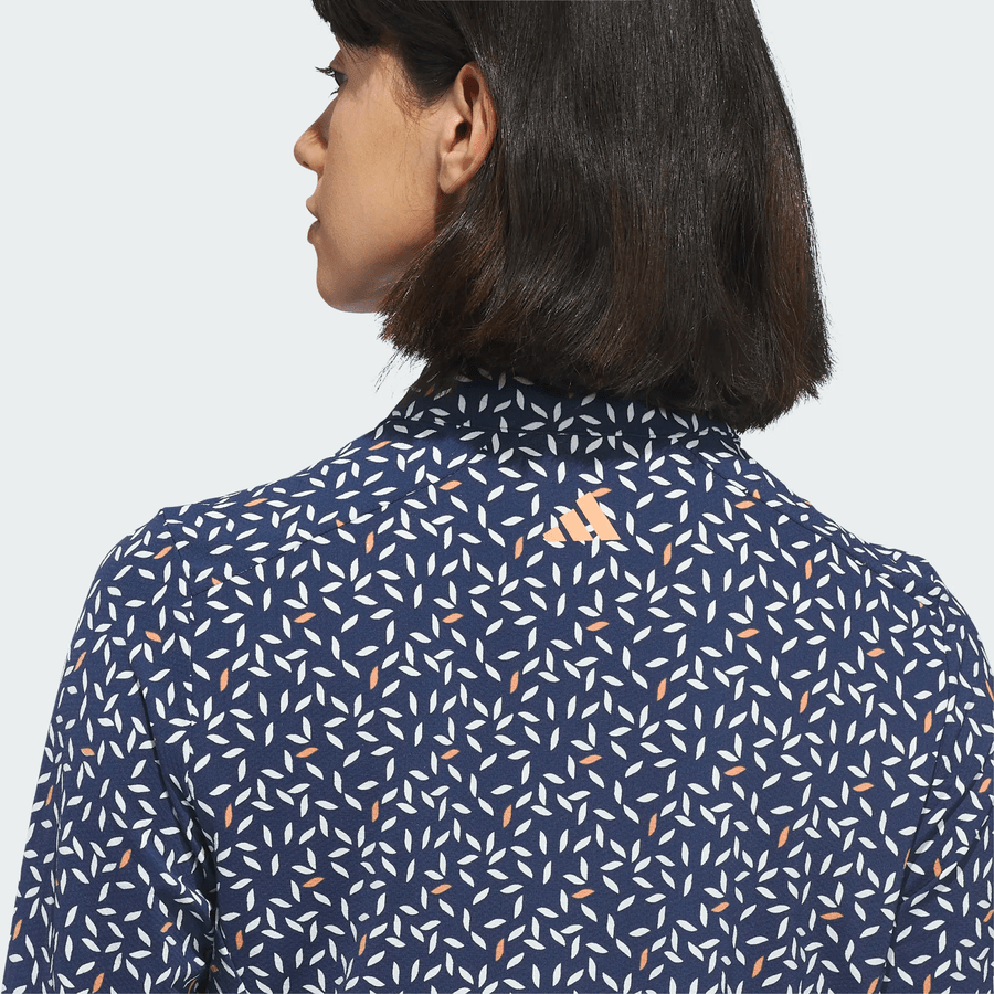 Adidas Ladies Ultimate365 Printed Quarter-Zip Mock Polo Shirt