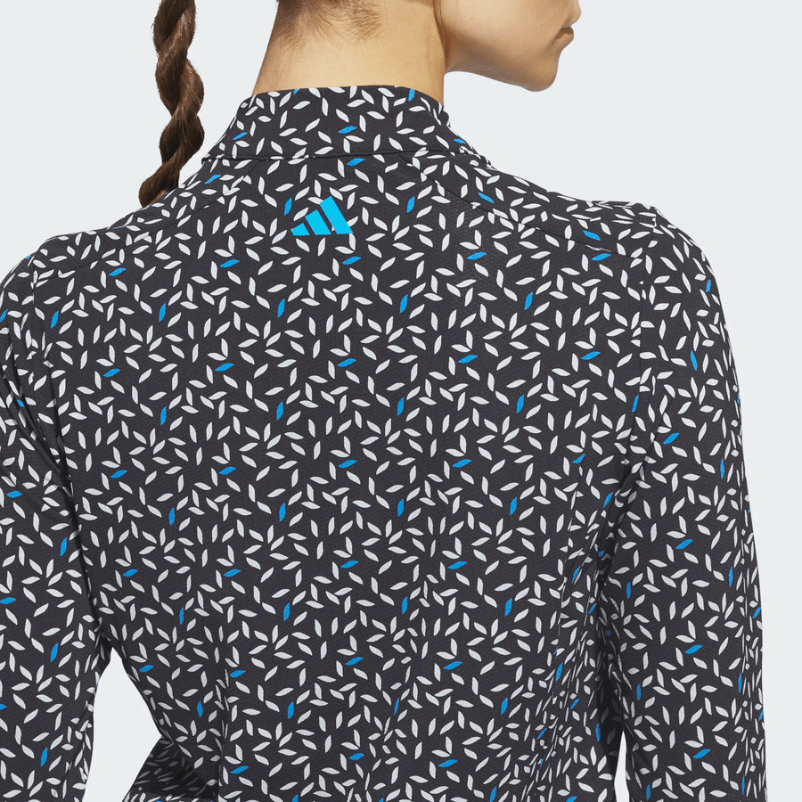 Adidas Ladies Ultimate365 Printed Quarter-Zip Mock Polo Shirt