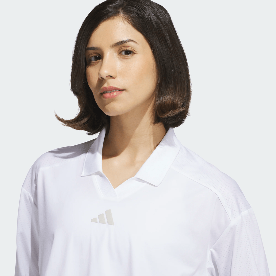 Adidas Ladies Beyond The Course Twistknit Loose Polo Shirt - White