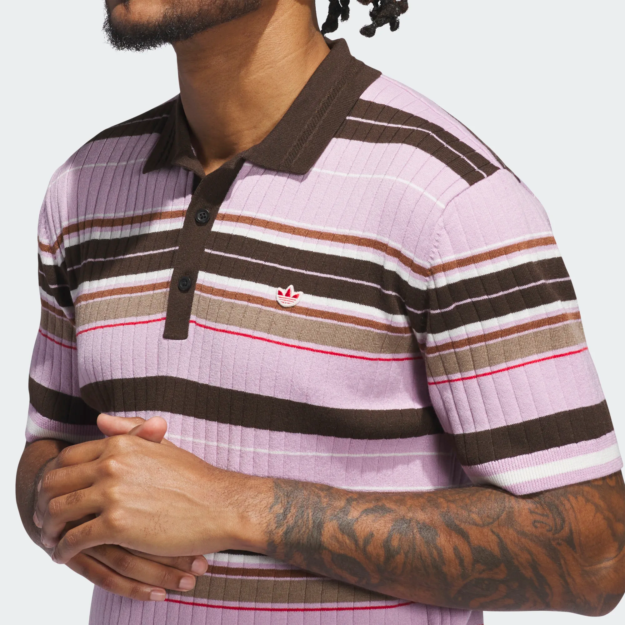 Adidas Originals Knit Polo - Pink/Brown