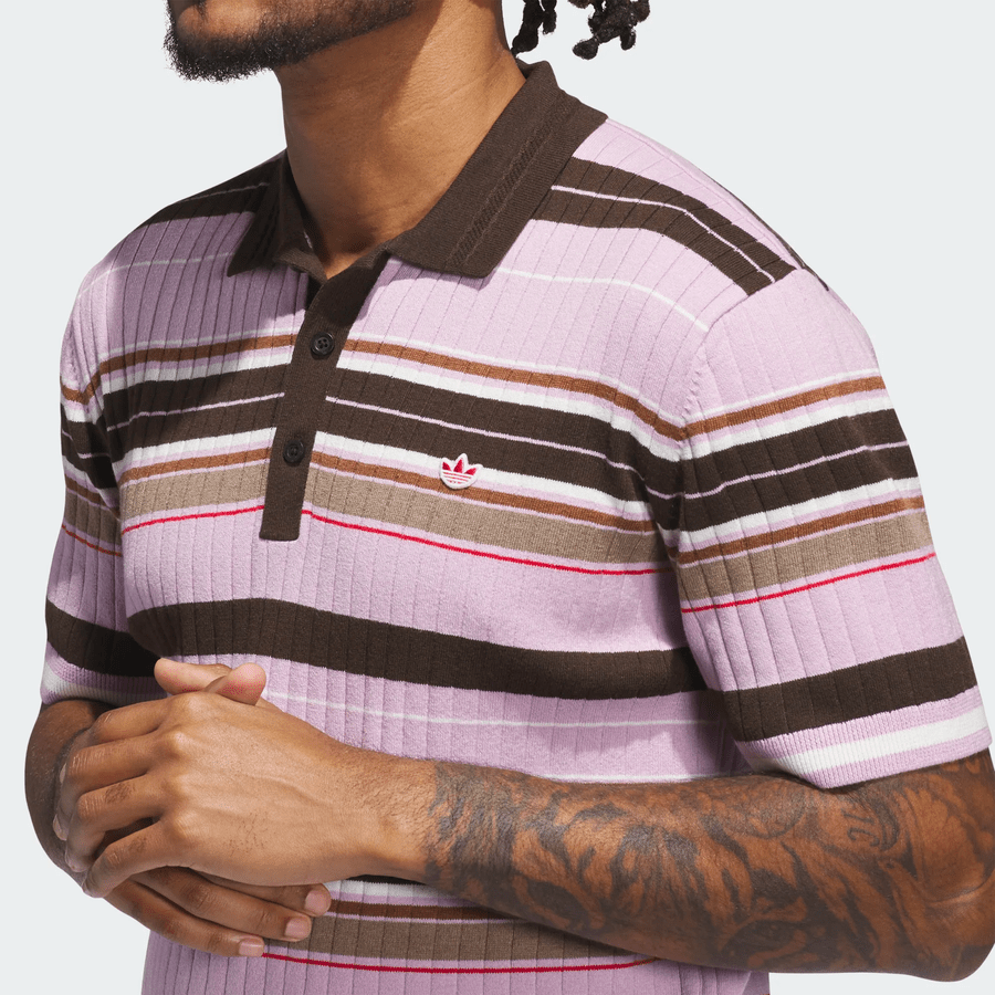 Adidas Originals Knit Polo - Pink/Brown