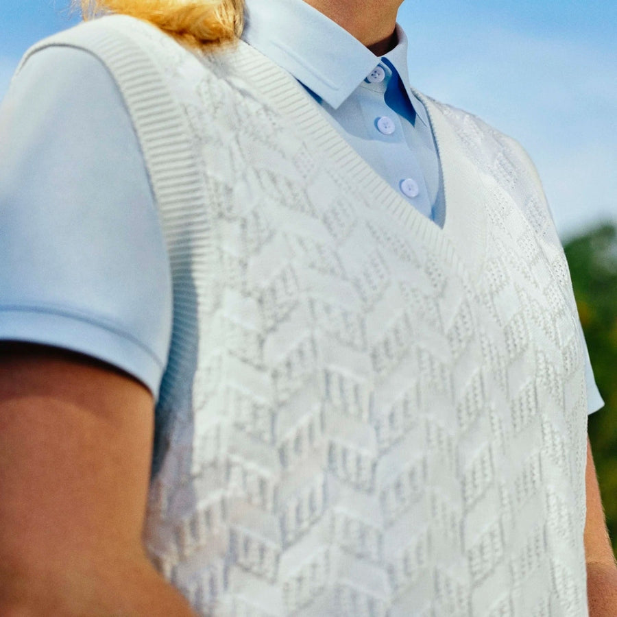 Adidas Ladies Ultimate365 Tour Knit Sleeveless Vest - White
