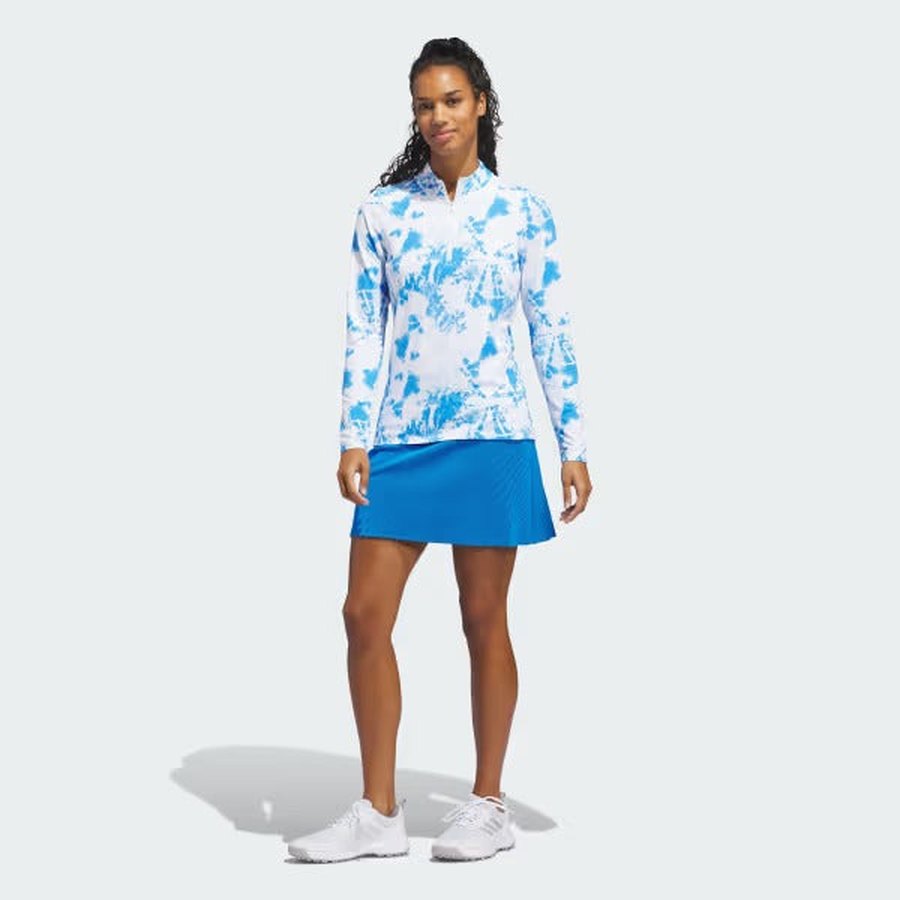 Adidas Ladies Ultimate365 Printed Quarter-Zip Mock Polo Shirt