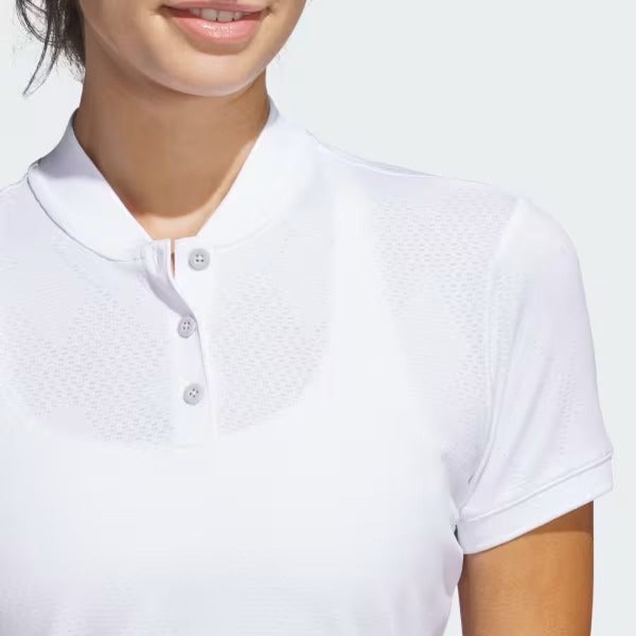 Adidas Ladies Ultimate365 Diamond Jacquard Polo Shirt - White