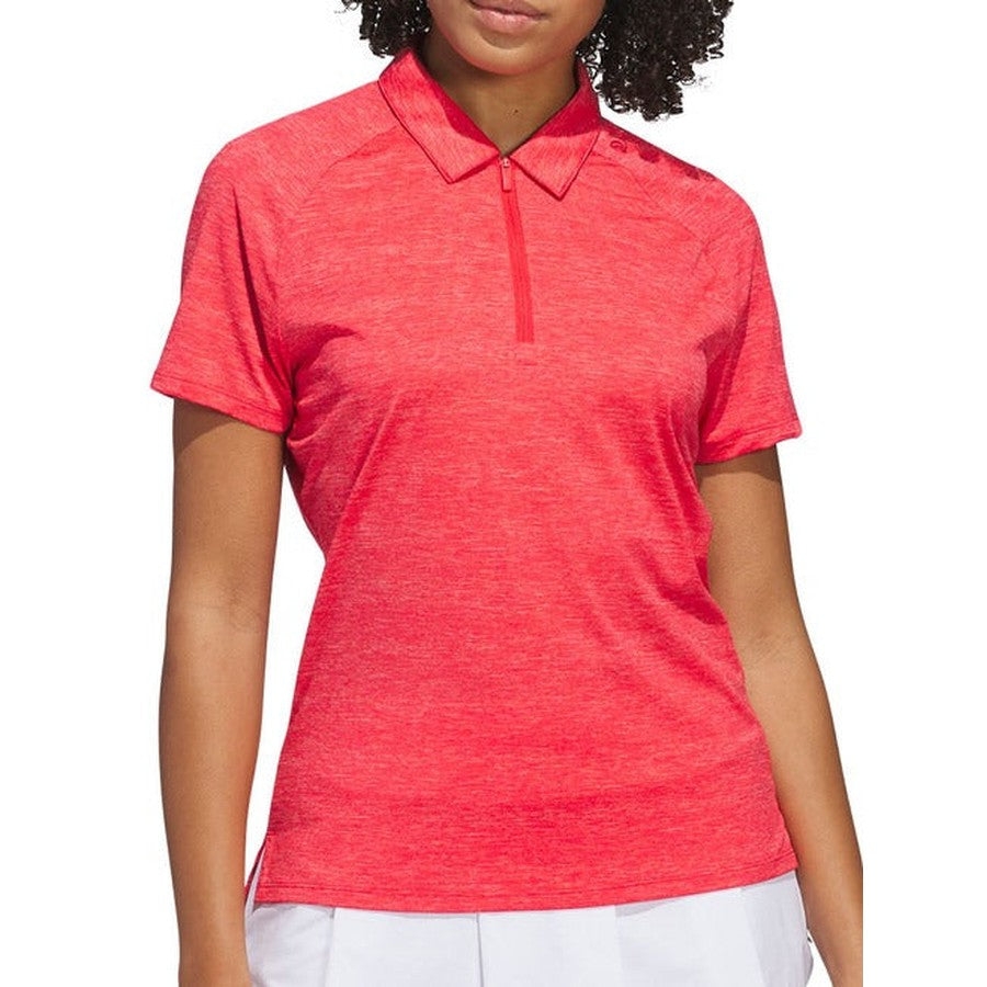 Adidas Ladies Ultimate365 Heathered Twistknit Polo Shirt - Burgundy