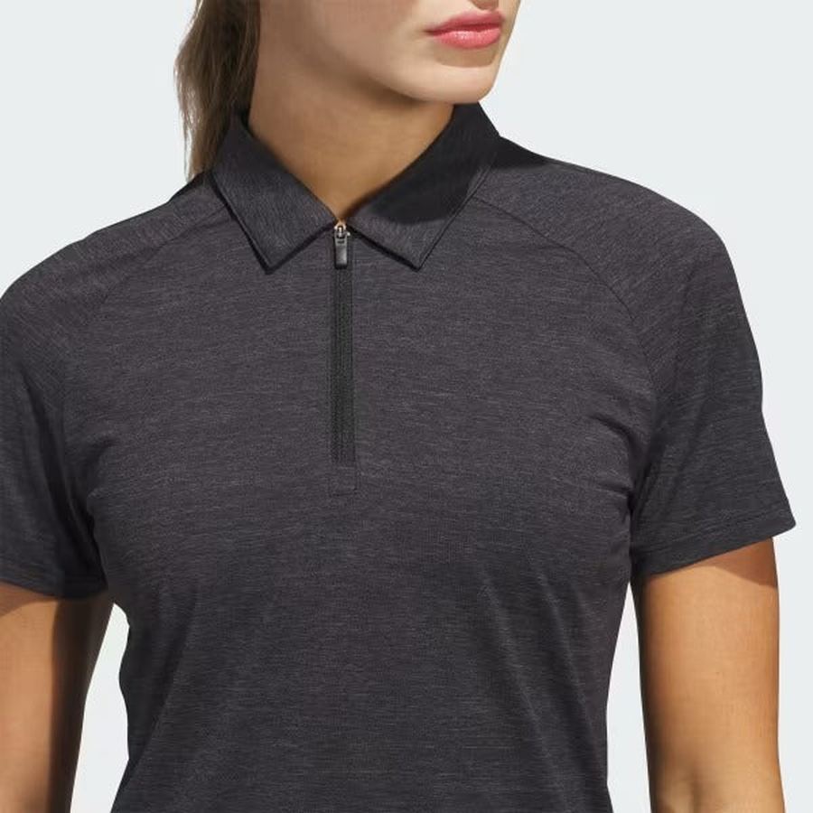 Adidas Ladies Ultimate365 Heathered Twistknit Polo Shirt - Black