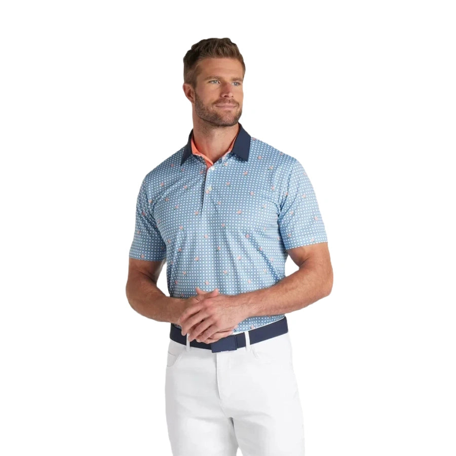 Puma Pique Gingham Golf Polo - Blue WHLS